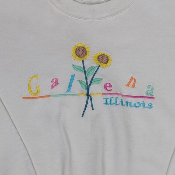 Vintage 90s Hanes Adult Medium White Pullover Sweater Galena Illinois - Picture 4 of 7